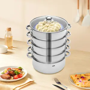 【Premium 5-Tier Stainless Steel Multifunctional Steamer】 Flexible 4-Grid + 1-Pot Design, Perfect for Daily Nutritious Meals & Low-Fat Diets