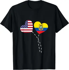 100% Cotton cotton Loving USA Ecuador Flag Heart Ecuadorian Americans Love T-Shirt casual Fashion graphic tees for women