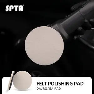 SPTA 3/4/5/6inch Wool Felt Polishing Pad, Buffing Wheels, Self-adhesive Wool Buffing Pads for drill, High Density Glass Polishing Pad, Automotive Body Polishing Tools, Universal for Cars and Home