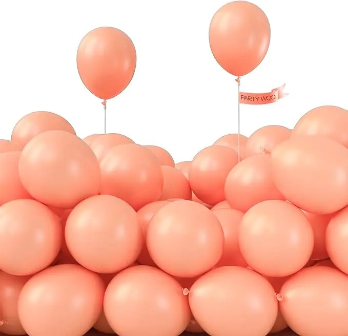 PartyWoo 50 Pcs 5-Inch Round Pastel Peach Latex Balloons - Hand-Inflatable, Pump-Compatible, Floatable Decorative Balloon Arch & Birthday Theme Festive Supplies for Wedding Decorations (Peach-Y21), Decorative Balloons Balloons