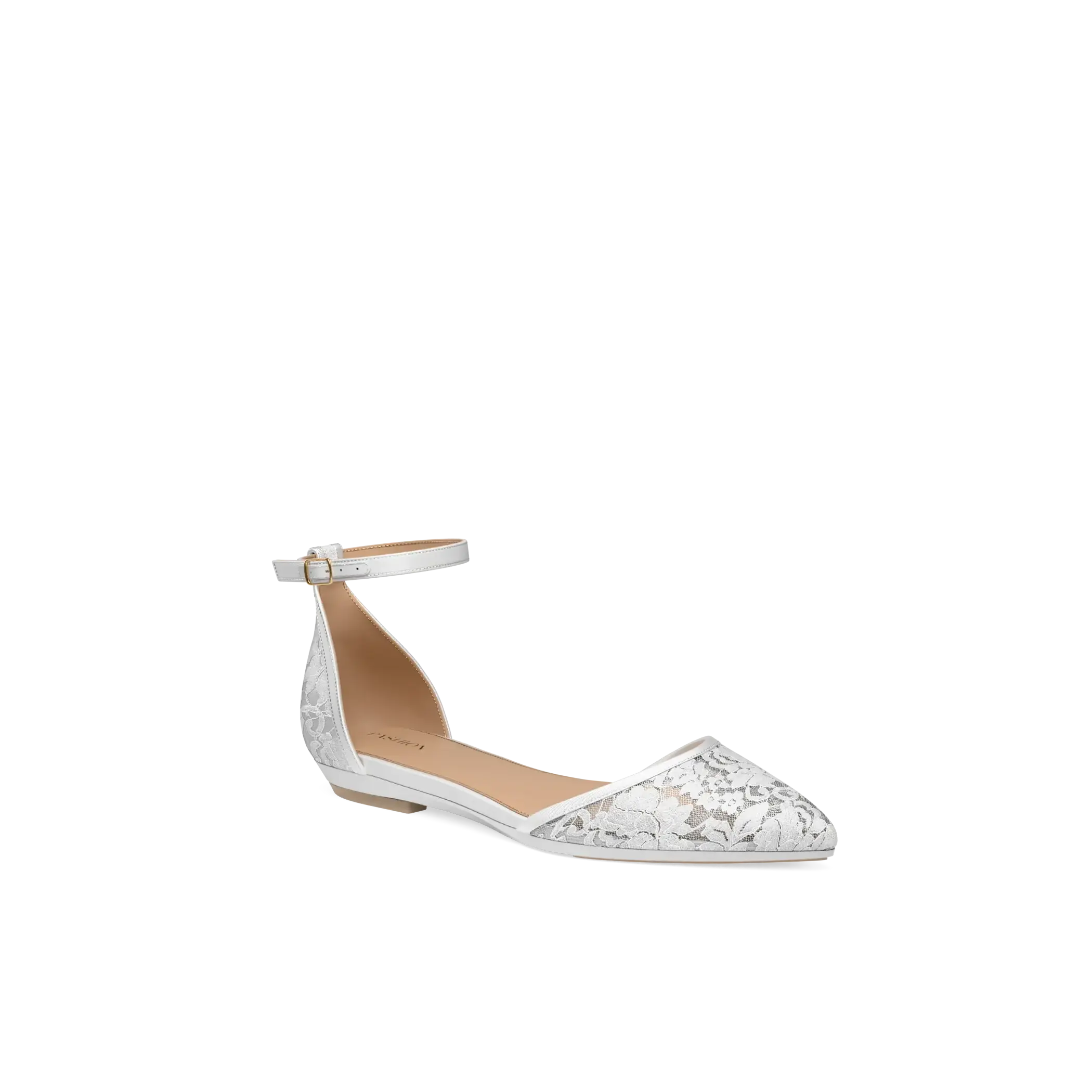 The D'Orsay - White Satin Lace Flat
