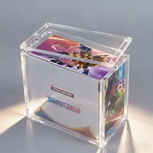 Acrylic Protective Case for Pokemon Cards, Transparent Magnetic Storage Box, Top Load Snap Closure, Compatible with Pkmn Booster Boxes, Trade Card Box