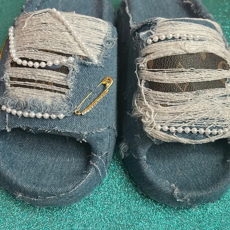 Jean distressed slides Mother’s Day