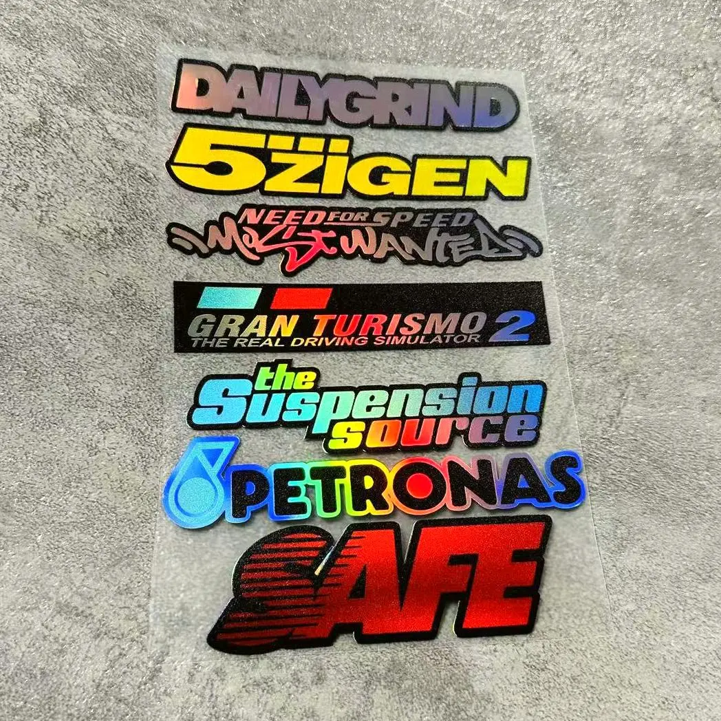 7 Pack JDM Rainbow laser Style Car Stickers Vehicle Exterior Decoration Graphic Decal for Car Rear Bumper Window Motorcycle Fuel Tank Scratch Coverage Waterproof and Sunscreen DIY Decorative Decals Sticker for Cars Decals for Vehicles