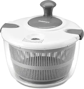 Cuisinart Large Salad Spinner- Wash, Spin & Dry Salad Greens, Fruits & Vegetables, 5qt, CTG-00-SAS (White/Gray)