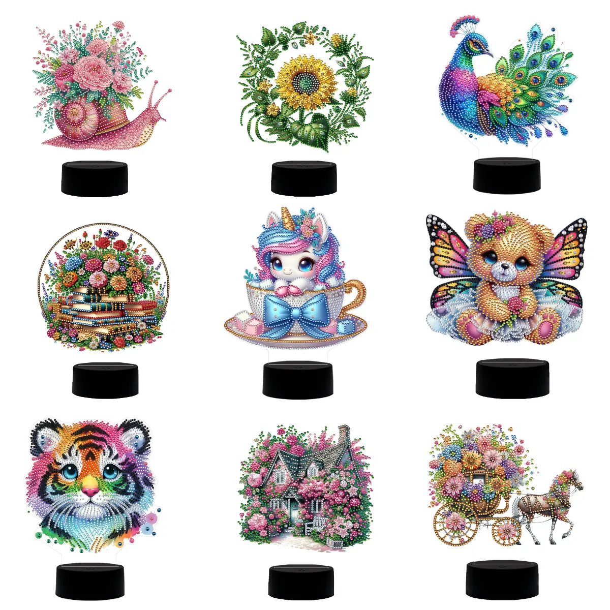 DIY Diamond Painting Double-sided Table Night Light Lamp with Tools for Bedroom Living Room Home Office