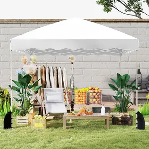 COSTWAY - Foldable 10 X 10 Feet Pop up Canopy Tent with Wheeled Bag-White