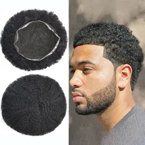 Full French Lace Afro Hair Unit for African American Men Hair Piece Afro Mens Toupee for Black Men Man Weave Men Hair System US Stock