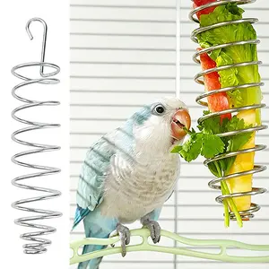 2pcs Stainless Steel Bird Feeder - Durable Parrot Seed and Treat Container, Rust-Resistant Hanging Feeder for Parrots and Small Pet Birds