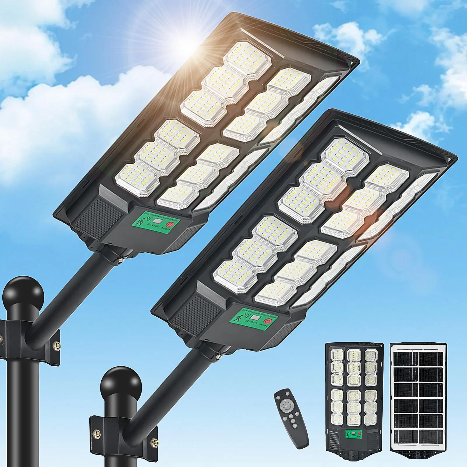 Solar Street Light Outdoor 3 Modes LED Motion Sensor Security Wall Lamp for Garden Yard Porch Decor IP65 Waterproof Remote Control Solar Lights Outdoor Mounted Light summergarden