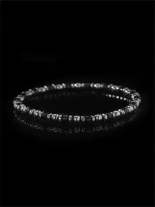 Men's Vintage Black Onyx Decor Beaded Bracelet, Stainless Steel Jewelry for Party, Daily Clothing Decor, Trendy All-match & Exquisite Jewelry for Birthday Gift