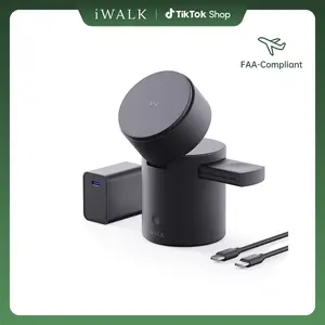 iWALK 3-in-1 Wireless Magnetic Charger Kit for Mobile Phones - 15W Speed-Upgraded N52 Magnet Fast Charge, Auto Turn, 65° Adjustable Stand, White, iPhone Compatible, Outdoor Use, Wireless Charger summerwins,summerwins