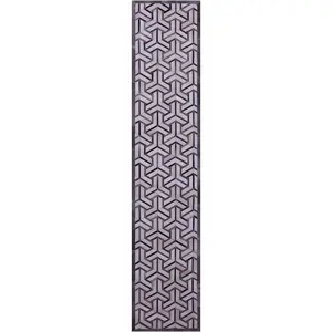 Grey & White Natural Cowhide Hand Stitched Patchwork Runner Rug - 2' 6" X 12' 0"
