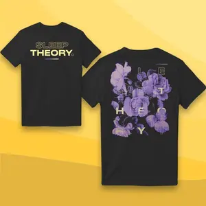 Official Sleep Theory Floral 2 Sided Graphic Tee Pure Cotton Fabric Casual Street Style Short Sleeve T-Shirt Tops Trendy for Women for Men
