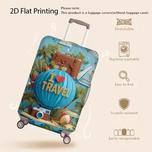 2D flat - printed polyester luggage covers with travel - themed patterns, suitable for travel, business trips, vacations, consignment, boarding, moving. Stretchable and easily recognizable, lugga Portable Travel Accessories