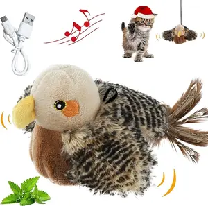 Flapping Bird Cat Toys for Indoor Cats, Rechargeable Lifelike Interactive Bird Cat Toy Tweet, Flapping Wings & Lively Chirping, Best Gift for Birthday, Thanksgiving, Christmas, New Year