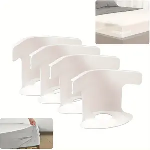 Lock Sheet Holders - Bed Sheet Holder for Corners Keep Sheets Firm & Tight - Heavy Duty Bed Sheet Holder Corner Fitted Sheet Straps Fit All Mattress Size (White-4pcs)