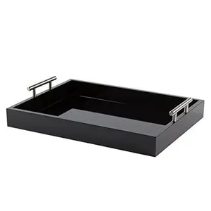 Beautiful Modern Elegant Decorative Coffee Table Rectangle Classic Decorative Tray, Ottoman Table Perfume Living Room Kitchen Serving Tray with Metal Handles for All Occasion's Breakfast Drinks Liquor Serving Platter