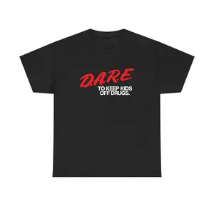 Vintage DARE T-Shirt – Retro ‘DARE to Keep Kids Off Drugs’ Graphic Tee – 80s 90s Style Streetwear Top – Unisex Black Red Logo Shirt – Classic Anti-Drug Program Memorabilia – Soft Cotton Retro Graphic T-Shirt