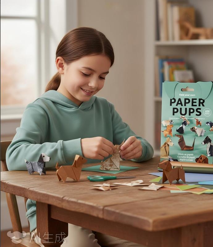3D Paper Dog Origami Craft Kit - Fun DIY Activity for Kids & Crafters | Create Adorable Foldable Puppy Figures for Decor, Play or Gifts | Simple Folding Steps (Perfect for Creative Downtime)