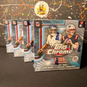 Topps 4X Chrome Mega 2025 NFL Trading Cards  (Break 032) Hot Pink & Lime Green X-Reflector Parallels Collectible Sports Cards