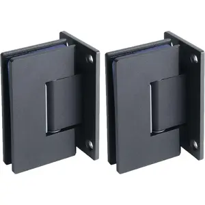 Glass Shower Door Hinges, 90 Degree Shower Door Hinges for Glass Doors Heavy Duty Stainless Steel Cabinet Wall,Frameless Doors Hardware Replacement Part,Black(2P)