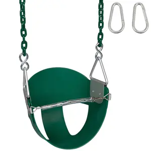 Swing Set Stuff Inc. Highback 1/2 Bucket Swing Seat With Safety Chain and 8 1/2 Ft Coated Chain Green
