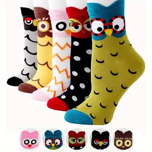 5Pairs Women's Cute Cat Socks, Funny Novelty Animal Print Crew Cotton Socks Christmas Gifts for Women