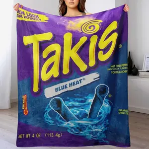 Blue Heat Themed Flannel Fleece Throw Blanket, Polyester Fiber Plush, Machine Washable, All-Season Coziness, Ideal for Camping & Office Nap, Soft & Comfortable Gift for Any Occasion