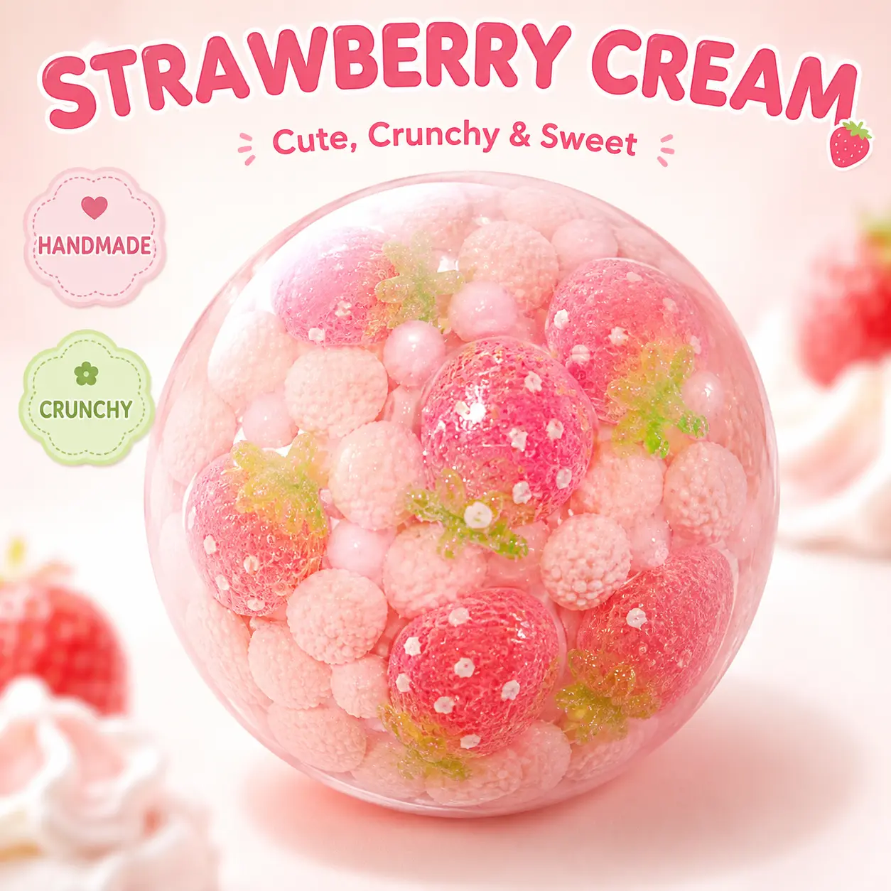 Handmade Crunchy Fruit Squishy Ball, Cute Sensory Squeeze Toy, Soft Shapeable Handmade Fidget Toy for Adults and Kids, Desk Toy and Fun Gift, 4 Styles