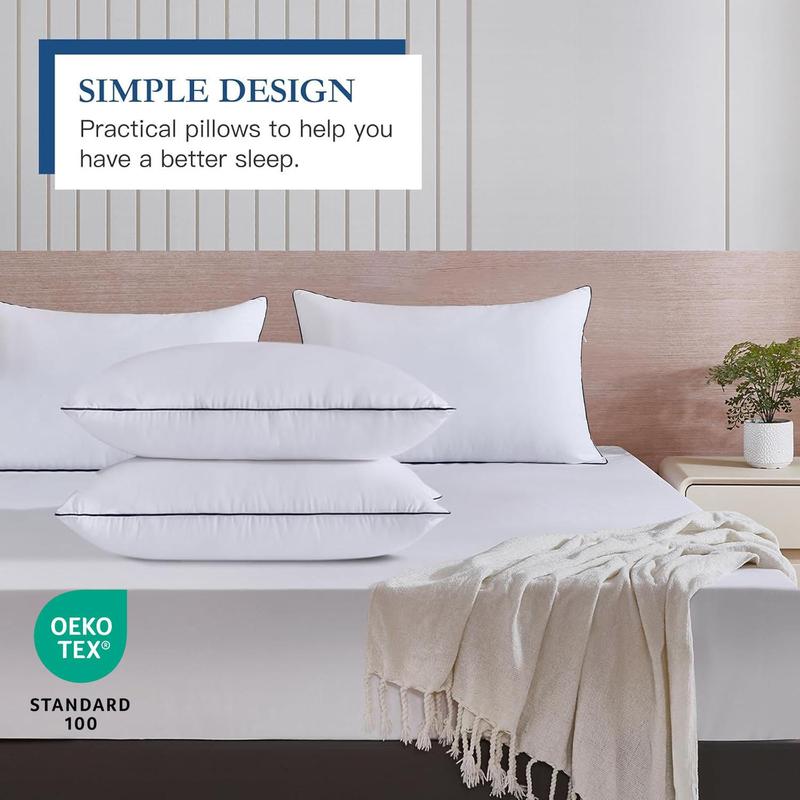 Aoceki Star-rated Hotel Quality White Pillows Set of 2 Lightweight Soft Quick Rebound Support for Head Neck Ideal for Back Stomach Side Sleepers OEKO-TEX Standard 100