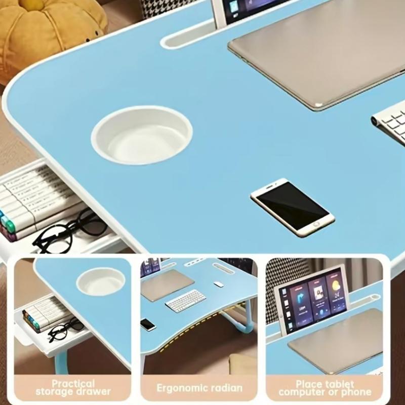 Ultra Large Portable Laptop Bed Table - Multi functional tray holder with cup holder and drawer, USB, fan, and light - Perfect for eating, reading, and writing on beds, sofas, floors - Stable, durable, and foldable