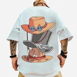 Unisex Anime Print T-Shirt, #Onepiece Merch Anime Back Print Sweatshirt, Luffyy Ace Hat Hoodie, Trendy Top Shirt, Best Gift