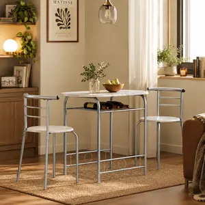 Yaheetech 3 Piece Dining Table Set Kitchen Table & Chair Sets for 2 with Steel Legs and Storage Rack for Kitchen Apartment Small Space Yaheetech 3 Piece Dining Table Set Kitchen Table & Chair Sets for 2 with Steel Legs and Storage Rack for Kitchen Apartment Small Space