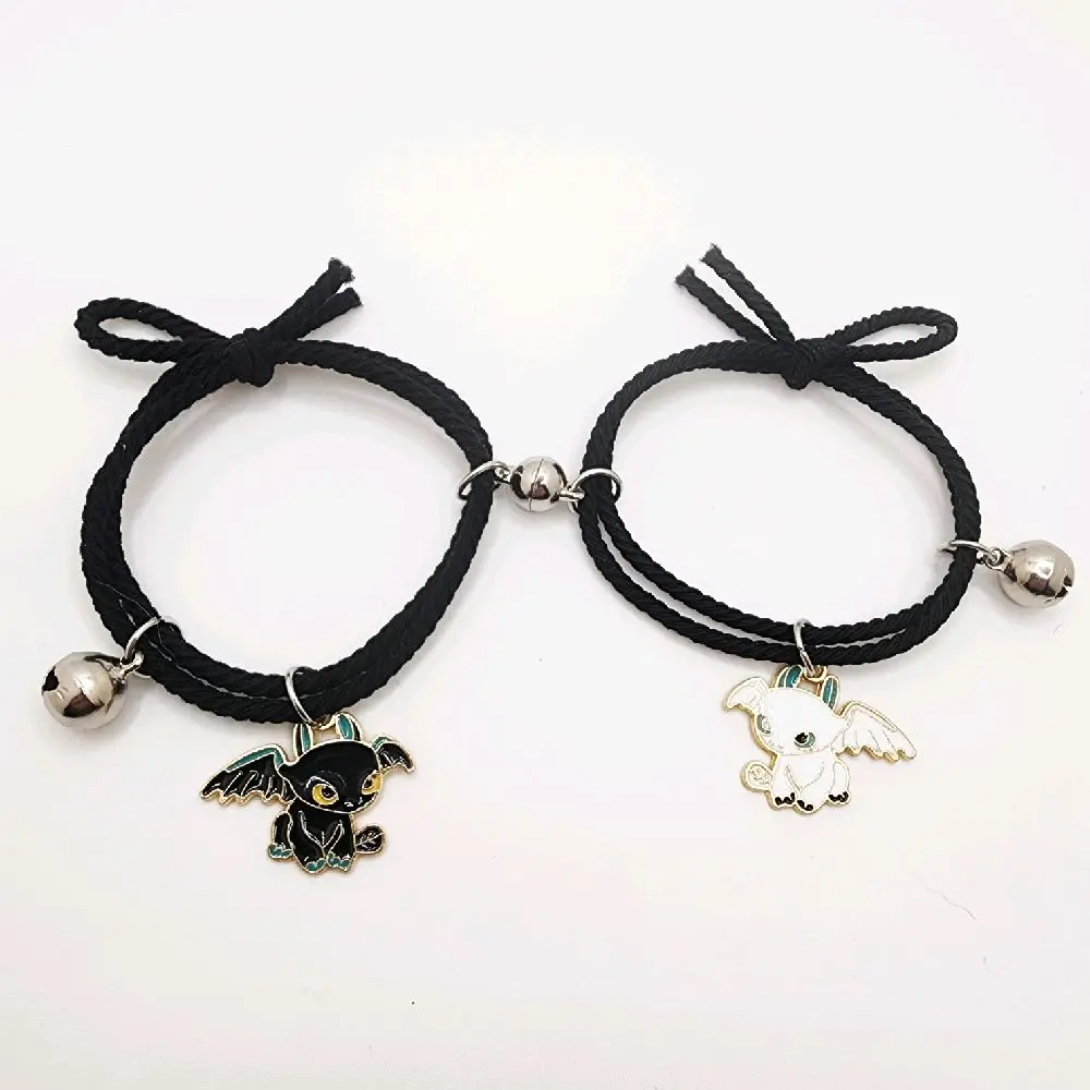 Dragon Couple Bracelets Magnets Bell His Hers BF GF Matching Couples Jewelry