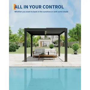 Garvee 10X10Ft Louvered Pergola, Outdoor Pergola with Adjustable Louvered Roof, Integrated Drainage System, Reinforced Aluminum Frame, Hardtop Gazebo for Backyard, Patio, Deck