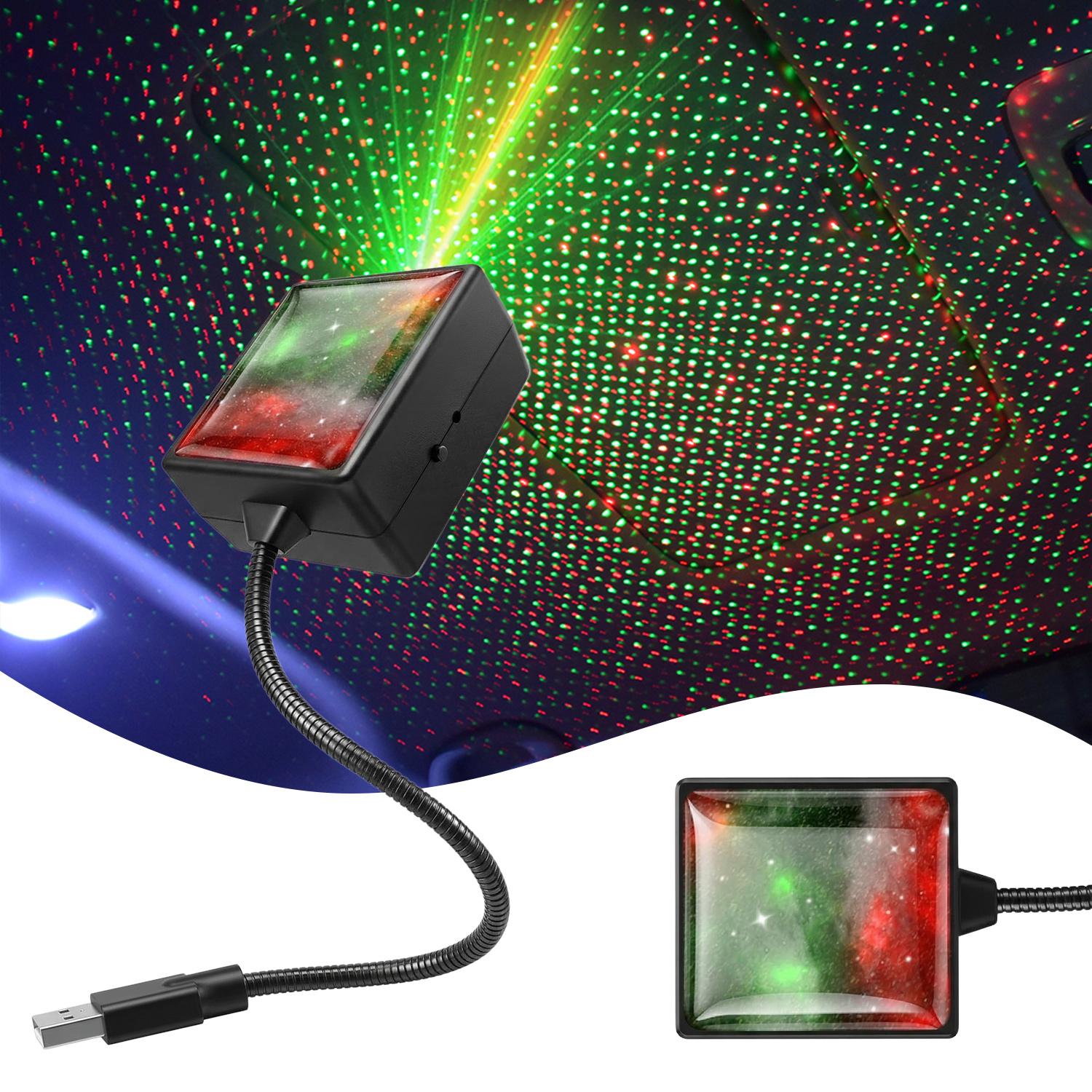 EMPTAN USB Car Roof Star Projector Night Light, Portable Adjustable LED Car Interior Light Plug and Play Romantic Starry Car Roof Star Lights Decor for Home Bedroom Party