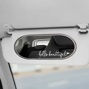 3x Hello Beautiful Rearview Mirror Decal, Vanity Mirror Stickers, Rear View Mirror Vinyl Decal, Car Accessories Gifts, Car Decal For Women, Car Window Decal...