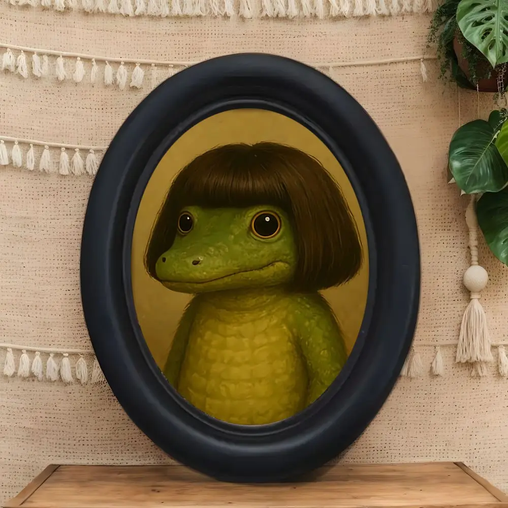 Vintage Art Style Long Hair Crocodile Pattern Artistic Craftsmanship Decorative Home Item, Perfect for Halloween Christmas Thanksgiving Wall Decoration Playful Touch
