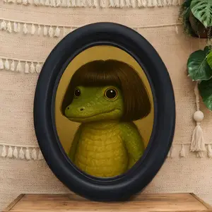 Vintage Art Style Long Hair Crocodile Pattern Artistic Decorative Home Item, Perfect for Halloween Christmas Thanksgiving Wall Decoration