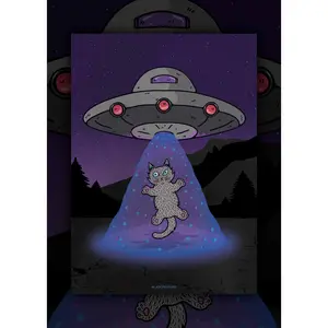 UFO Cat Art Print (Abductapuss!)