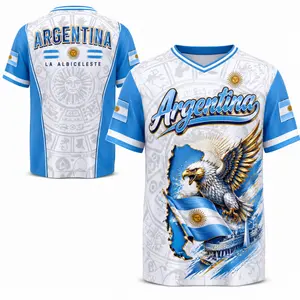 Argentina 2026 Eagle Crest Soccer Jersey - Blue & White Aztec Pattern Design