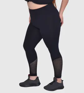 Comfortable High-Waist Plus Size Legging with Mesh Womenswear Bottoms