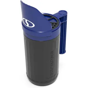 Snow Joe SJSPD1 Handheld Spreader 5 lbs Adjustable Dial Flow Control for Ice Melt Grass Seed & More Blue Black Portable Year-Round Convenience