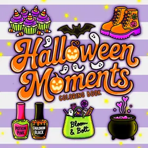 Halloween Moments Bold & Easy Coloring Book by Bloom & Bolt: 40 Cute & Spooky Pages for Relaxation and Fun Featuring Pumpkins, Candy, Ghosts, Sweet Treats & All the Girly Halloween Vibes