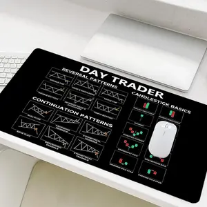 Day Trader Pattern Mouse Pad,  1 Count Rectangle Gaming Mouse Pad, Non-slip Rubber Base Stitched Edge Desk Keyboard Mat for Home Office Game Room