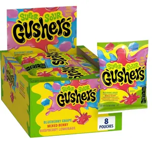Gushers Fruit Flavored Snacks, Super Sour Berry Flavor, 8 Pouches, 34 oz
