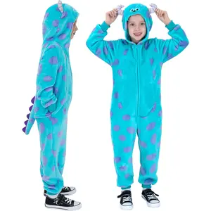 VVH Upgraded 100% Flannel Blue Monster Onesie Costume Kids, Girls Boys Costumes for Halloween Christmas Cosplay Parties