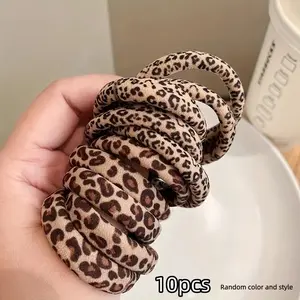 Women's High Elastic Leopard Print Hair Ties, Vintage Ponytail Rubber Bands, Fashion Versatile Daily Use Basic Hair Rings, Elastic Hair Accessory, Scrunchies