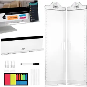 Upgrade Transparent 3 PCS Multifunction Memo Boards Screen Message Reminder Pad Side Panel Phone Holder Organizer for Office Desktop with Pen Sticky Note